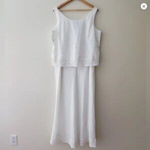 Herman Geist 2 piece Linen Skirt/Tank with crochet trim